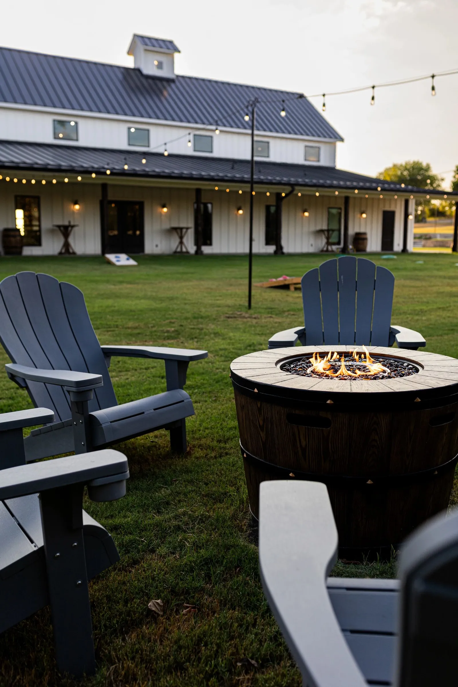 Outdoor fire pit gathering spot at the Texas wedding venue