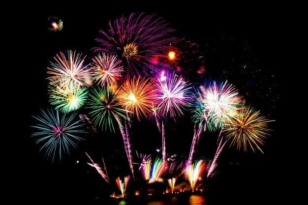 Fireworks celebration lighting the sky over Primrose Hill